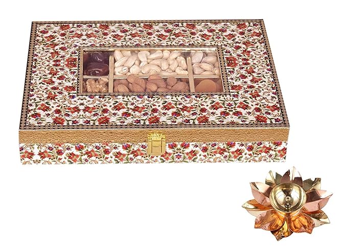 Food Library The Magic of Nature Luxury Diwali Dry Fruits Gift Hamper (Dry Fruits & Dates) and Free Lotus Diya