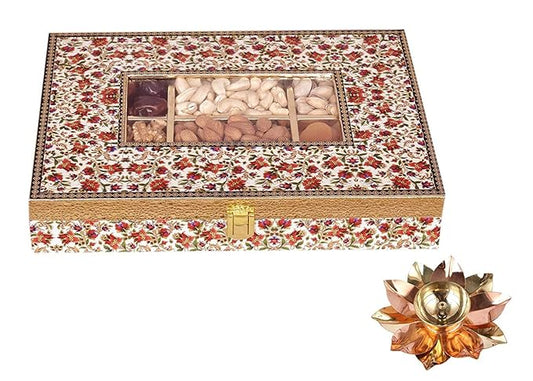 Food Library The Magic of Nature Luxury Diwali Dry Fruits Gift Hamper (Dry Fruits & Dates) and Free Lotus Diya