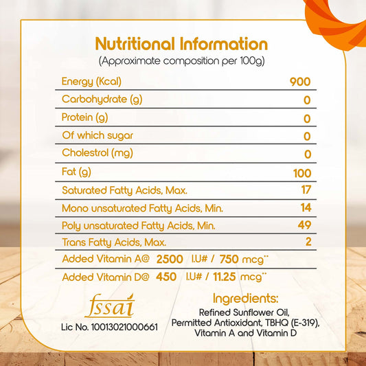 Fortune Sunlite Refined Sunflower Oil, 870 gm Pouch
