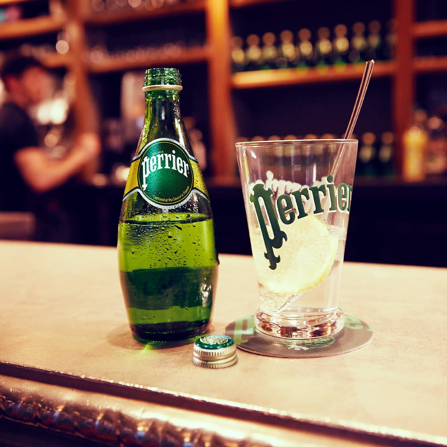 Perrier Carbonated Mineral Water • Water Captured at the Source in France, 11.16 fl oz ℮ 330 ml, 4 Pack