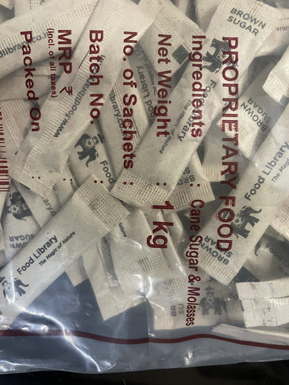 Food Library The Magic Of Nature Combo of Brown Sugar and White Sugar Sachets, 5g (200 Counts Each)