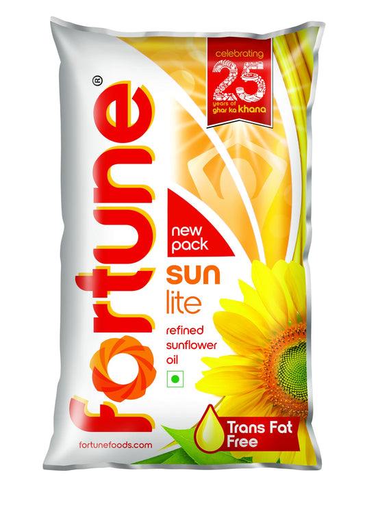 Fortune Sunlite Refined Sunflower Oil, 870 gm Pouch