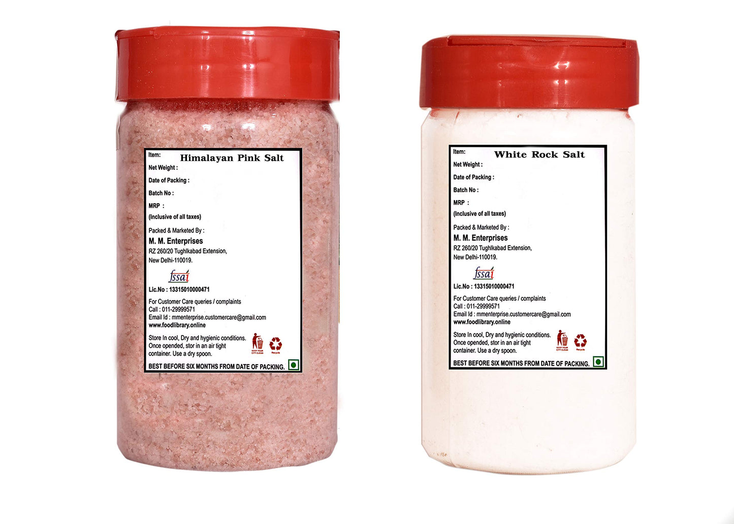 Food Library The Magic of Nature Combo of Natural Himalayan Pink Rock Salt & White Rock(Sendha Namak) Salt Sprinkler, 200gm Each