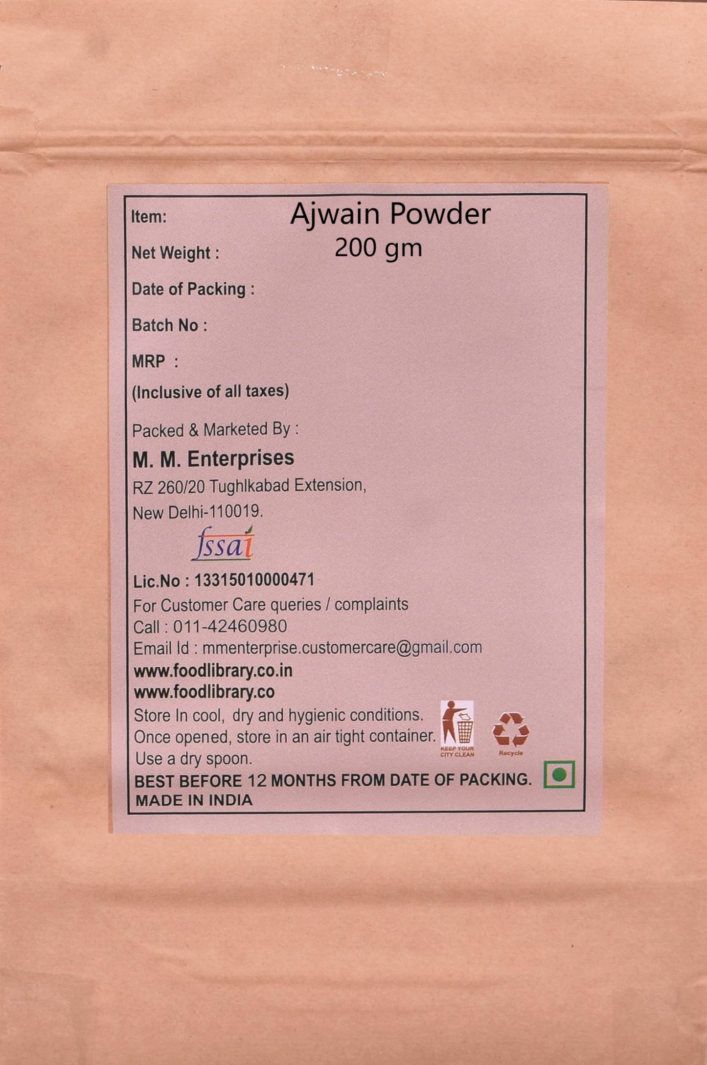 Food Library The Magic Of Nature Authentic Exotic Aromatic Flavourful Indian Spices. (200 gm, Ajwain Powder)