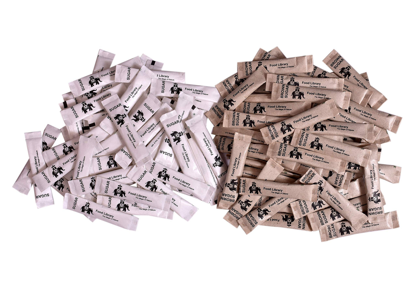 Food Library The Magic Of Nature Combo of Brown Sugar and White Sugar Sachets, 5g (200 Counts Each)