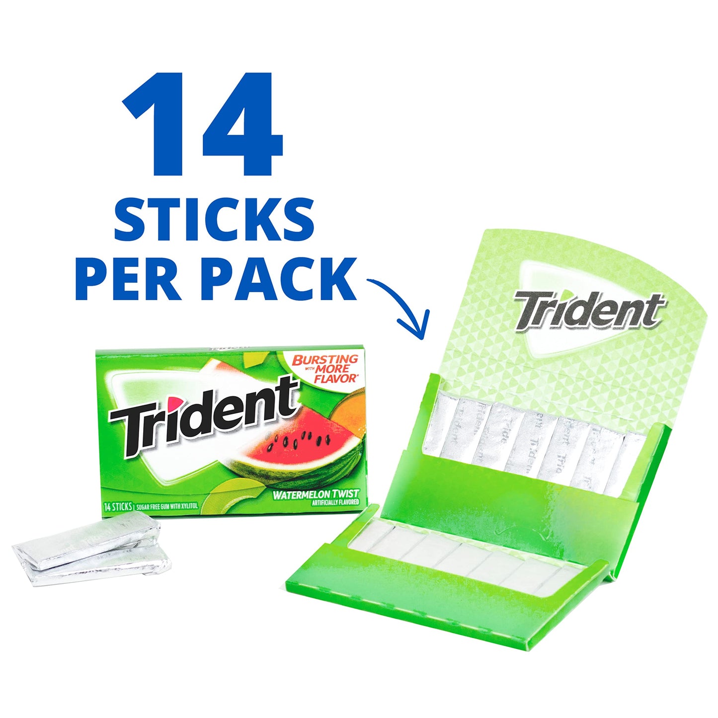 Trident Watermelon Twist Sugar Gum Watermelon Twist 14 Ct Pack Of 12
