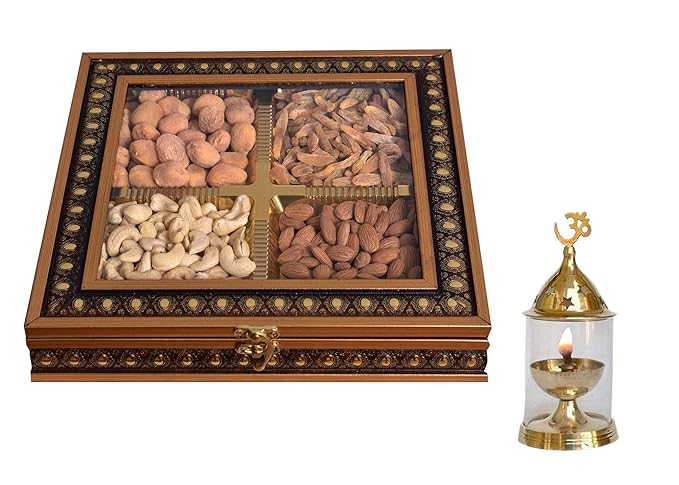 Food Library The Magic of Nature Luxury Diwali Dry Fruits Gift Hamper (Dry Fruits Gift Box) With Free Brass Akhand Diya