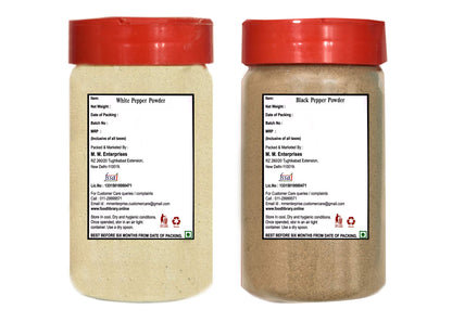 Food Library The Magic of Nature Combo of Black Pepper & White Pepper Powder Sprinkler, 100g Each