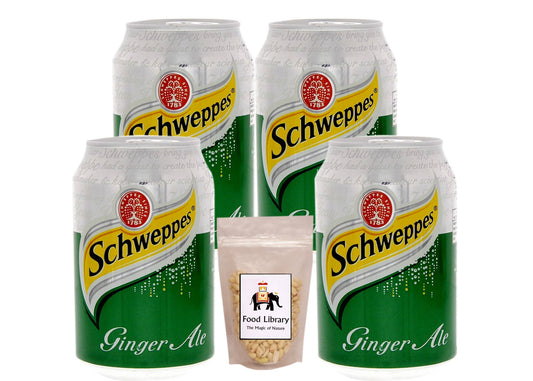 Ginger Ale Can (Imported), 300ml - Pack of 4 + Food Library Roasted Salted Peanuts, 200g