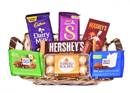 FOOD LIBRARY THE MAGIC OF NATURE Birthday/Anniversary/Christmas/Valentines/Diwali Chocolate Gift Hamper (Chocolates In Leather Basket),600 Gram