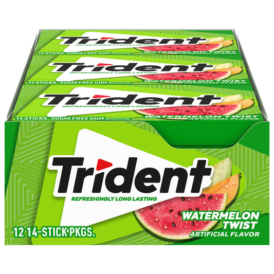Trident Watermelon Twist Sugar Gum Watermelon Twist 14 Ct Pack Of 12