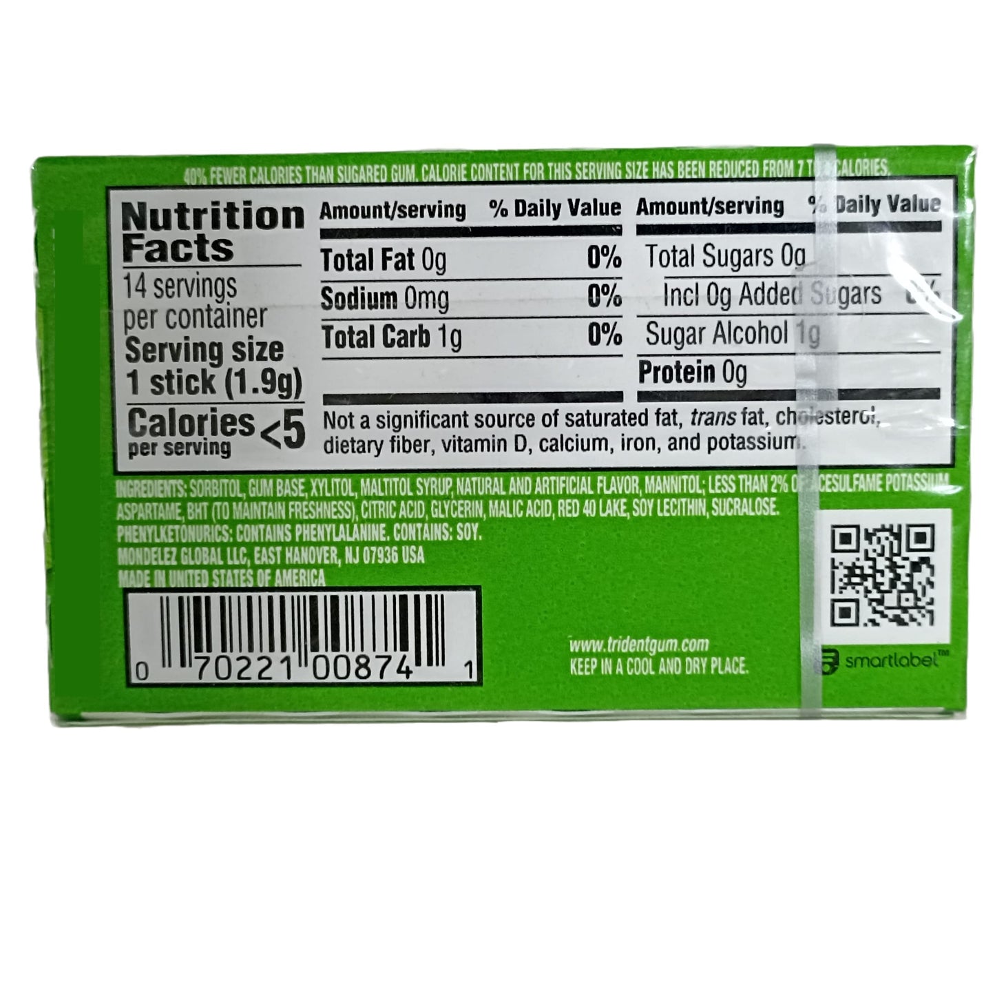 Trident Sugarfree Gum with Watermelon Twist, 2 x 60 g