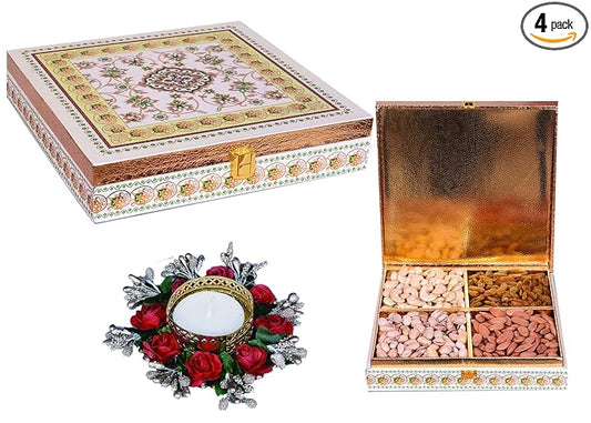 Food Library The Magic of Nature Diwali Dry Fruit Gift Pack/Box Hamper With Free Diya (600g)