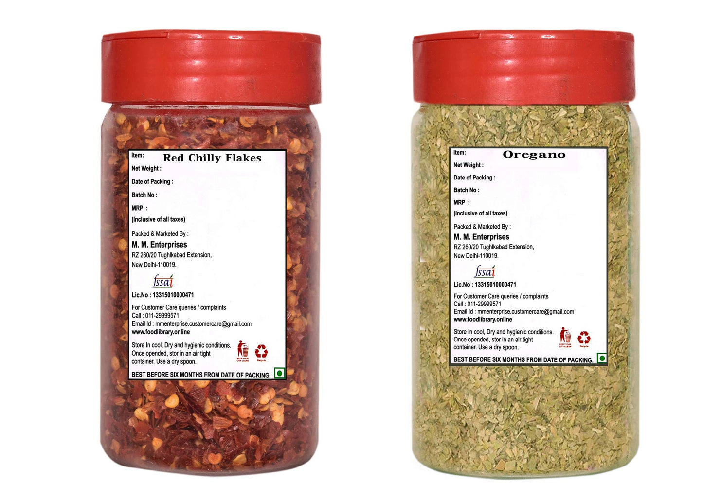 Food Library The Magic of Nature Combo of Red Chilli Flakes & Oregano Sprinkler, 40g Each