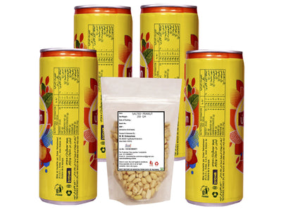 Lipton Peach Iced Tea (Imported), 240ml - Pack of 4 Cans + Food Library Roasted Salted Peanuts, 200g